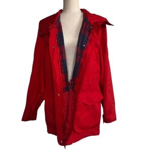 VTG Pacific Trail Red Jacket Womens Large Made in Korea Plaid Lined Outdoor Coat